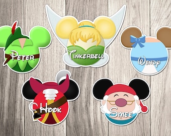 Disney Cruise Ship Door Magnets - Peter Pan Characters - Peter Pan, Tinkerbell, Captain Hook, Smee Wendy - Cruise Inspired Character Magnets