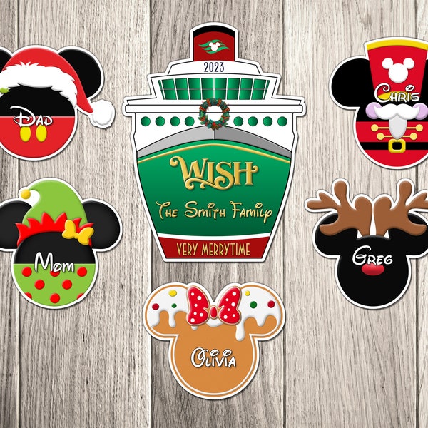 Very Merrytime Christmas Disney Cruise Magnet Set - Santa/Reindeer/Elves/Gingerbread Men/Nutcracker - Christmas Cruise Family Magnet Set