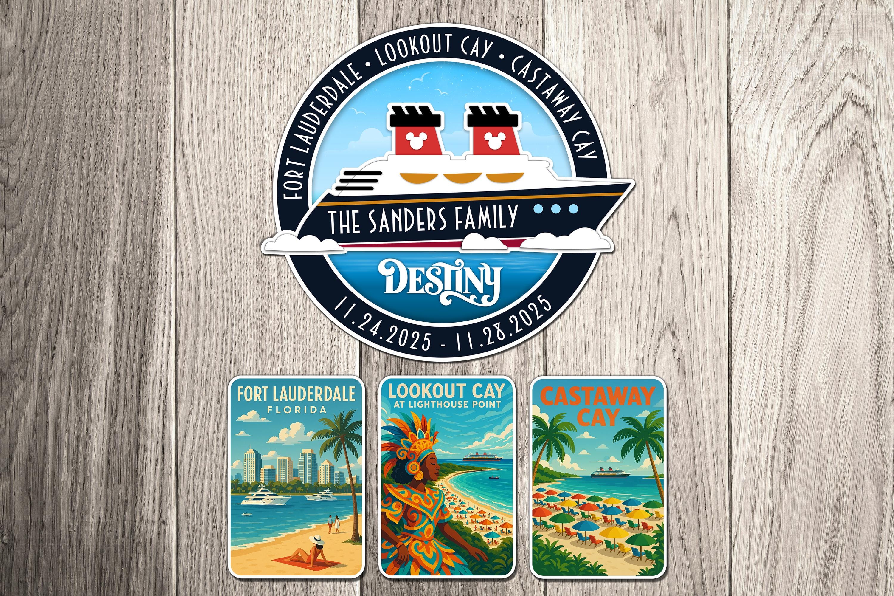 Personalized Disney Cruise Ship Magnet With Ports and Travel Cards