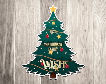 Disney Cruise Christmas Tree Magnet • Personalized Family Name Holiday Door Decoration • Cruise Stateroom Christmas Décor