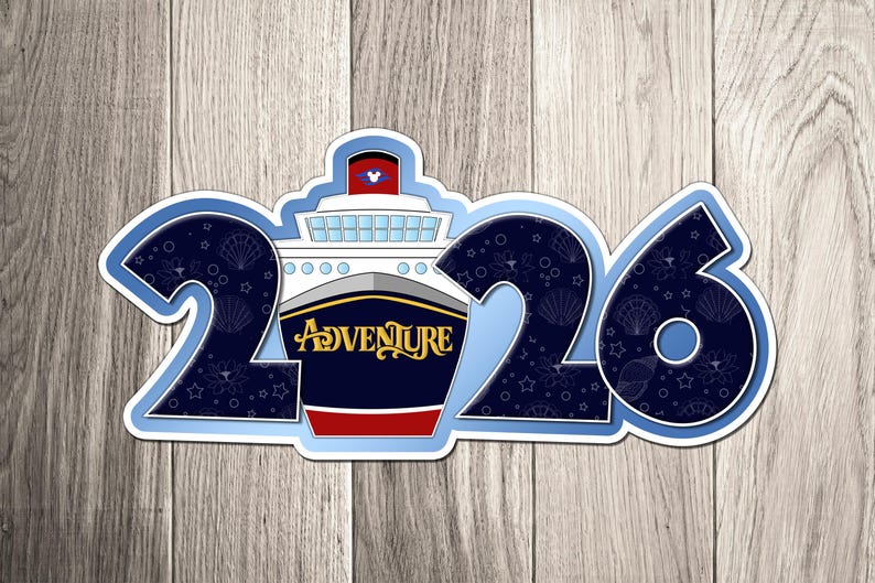 A sticker with the number "26" and a ship illustration, representing the year "2016".