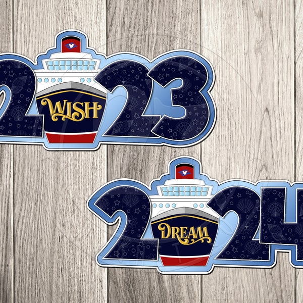 Disney Cruise Line Ship Year Magnet for 2023 and 2024 - Disney Cruise Door Magnet - Inspired by Disney Cruise Ship 2023 - 2024