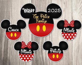 Personalized Mickey and Minnie Family Cruise Door Magnet Set