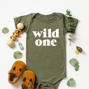 Wild One, Olive Green Baby Bodysuit, Wild One Shirt, Wild One Birthday Boy, Birthday Shirt, 1st Birthday Shirt Boy, 1st Birthday Outfit Boy
