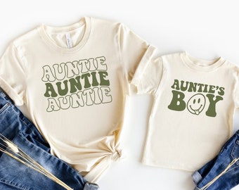 Auntie and Nephew Matching Shirts, Retro Auntie Shirt, Auntie's Boy, Auntie's Little Man, Auntie Shirt, Aunt Shirt, Toddler Boy Shirt, Gift