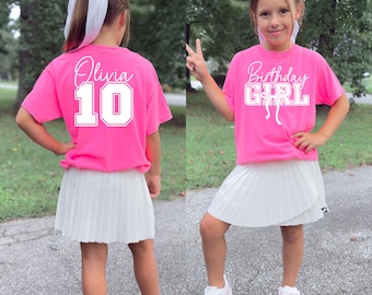 Personalized Birthday Girl Shirt, Kid's Comfort Colors Shirt, Custom Girl's Birthday Shirt, 10th Birthday Shirt, 10th Birthday Girl, Gift