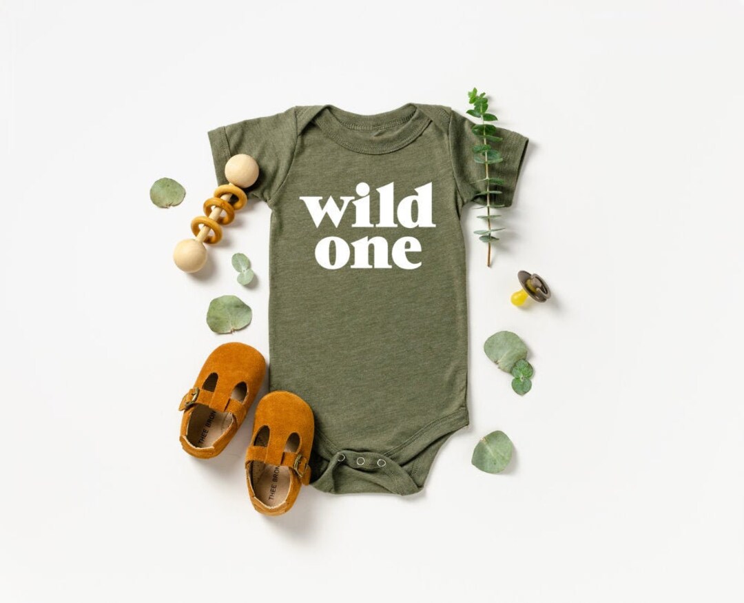 Wild One, Olive Green Baby Bodysuit, Wild One Shirt, Wild One Birthday