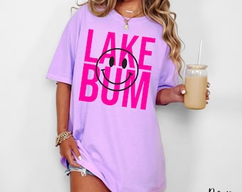 Comfort Colors Shirt, Lake Bum Shirt, Neon Summer Shirt, Vacation Shirt, Lake Shirt, Lake Life, Trendy Oversized Graphic Tee, Preppy Boating