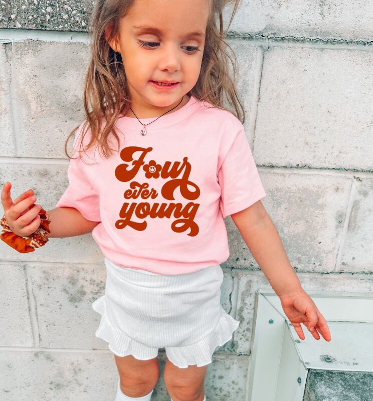 Four Ever Young Toddler or Youth Tshirt 4th Birthday Shirt - Etsy