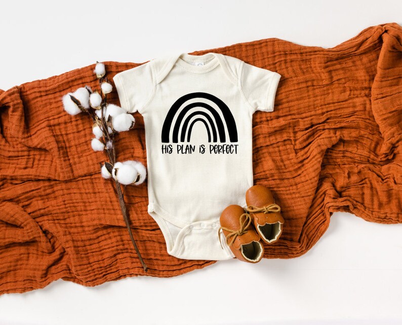 Baby Onesie Rainbow Onesie Pregnancy Reveal Rainbow Baby Pregnancy Announcement Bodysuit Baby Announcement Onesie His Plan Is Perfect