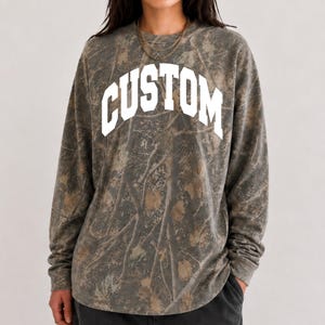 Custom Camo Long Sleeve T-Shirt, Personalized Camouflage Shirt, Unisex T-Shirt, Custom Camouflage Varsity Shirt, College Team, Trendy Camo