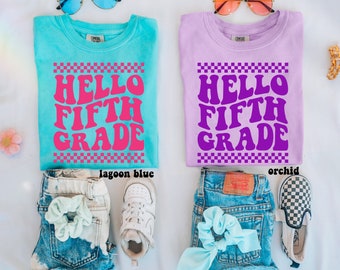 Kid's Comfort Colors Shirt, Hello Fifth Grade, First Day Of School Shirt, 5th Grade Shirt, 5th Grade Vibes, In My Fifth Grade Era, Girl's
