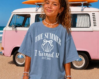 The Summer I Turned Twelve Birthday Shirt, 12th Birthday T-Shirt, Beach Birthday Shirt, Coastal Birthday,  12th Birthday Girl, Twelfth Shirt