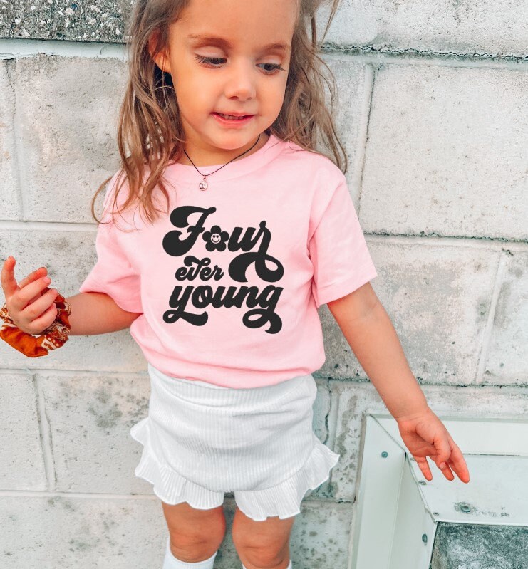 Four Ever Young Toddler or Youth Tshirt 4th Birthday Shirt - Etsy