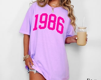 Camisa Comfort Colors, Est. 1986, Camisa para mujer de 40 cumpleaños, Camiseta para los cuarenta, Regalo para los cuarenta, Cumpleaños de verano, Camisa playera