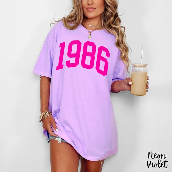 Comfort Colors Shirt, Est. 1986 Shirt, Women's 40th Birthday Shirt, Forty T-Shirt, Fortieth Birthday Gift, Summer Birthday, Beach Shirt