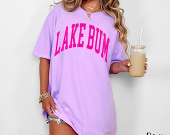 Comfort Colors Shirt, Lake Bum Shirt, Neon Summer Shirt, Vacation Shirt, Lake Shirt, Lake Life, Trendy Oversized Graphic Tee, Preppy Boating