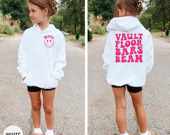 Vault Floor Bars Beams, Personalized Gymnast Hoodie, Girl's Gymnastics Sweatshirt, Gymnastics Shirt, Youth Sweatshirt, Gift for Gymnast