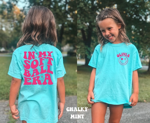 Kid's Comfort Colors Shirt, In My Softball Era Shirt, Girl's Softball Shirt, Kid's Softball Shirt, Softball Team Shirt, Personalized Shirt
