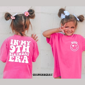 Kid&#39;s Comfort Colors Shirt, In My 9th Birthday Era, Nine Year Old Era, 9th Birthday Shirt, 9th Birthday Girl, Ninth Birthday Girl, 9th Gift