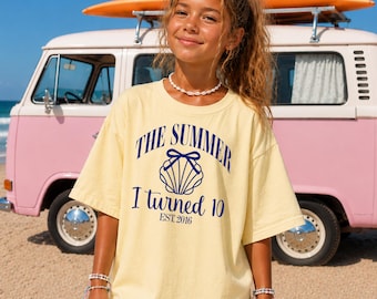 The Summer I Turned Ten Birthday Shirt, 10th Birthday T-Shirt, Beach Birthday Shirt, Coastal Birthday,  10th Birthday Girl, Ten Shirt, Tenth