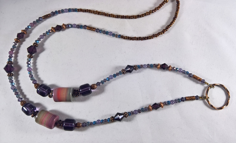 ID Lanyard with Handmade Polymer Clay Beads SOFTEST PURPLE