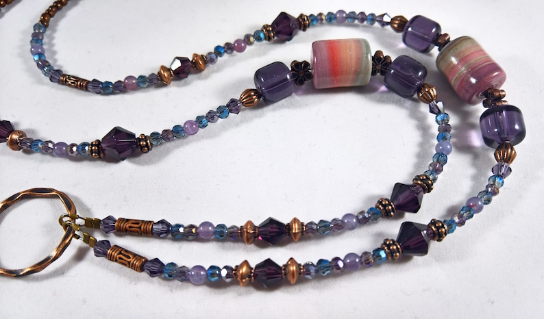 ID Lanyard with Handmade Polymer Clay Beads SOFTEST PURPLE