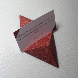 Scripture Cards - Origami Hand Folded Desktop Scripture Card Holder with Scripture Cards