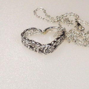 VALENTINE Spoon Heart Pendant  ~ 1973 ~ Antiqued ~ Jewelry Flatware Birthday Anniversary Gift Bride ~ Mother ~ Daughter Bride