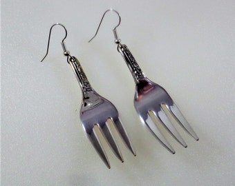 Starlight Cocktail Fork Tines Dangle Earrings Flatware ~ Surgical Hypoallergenic Stainless Steel Ear Wires ~ Drop ~ Flatware ~ Gift ~ Bride