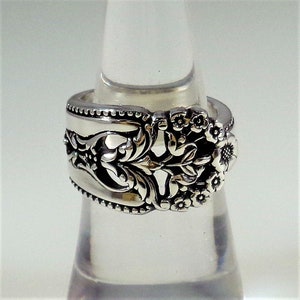 Spoon Ring Queens Lace Round Style ~ 925 Solid Sterling Silver Oneida Flatware Spoon Gift Bride Bridal