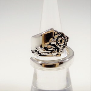 Wrapped Style Damask Rose Spoon Ring ~ by Oneida (.925) Solid Sterling Silver Silverware Flatware Gift Bride Bridal Bride