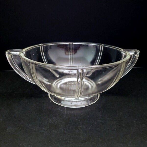 GlasBake Queen Anne Bowl Clear Glass 1930s Art Deco Heat Resistant Retro Vintage