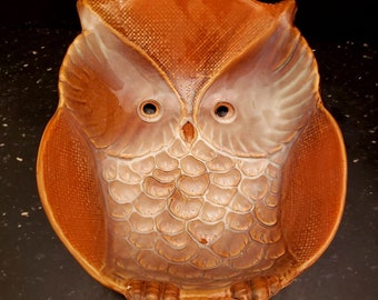 Owl Bowl Dish Ceramic Stoneware Owl Decor Vintage Collectible