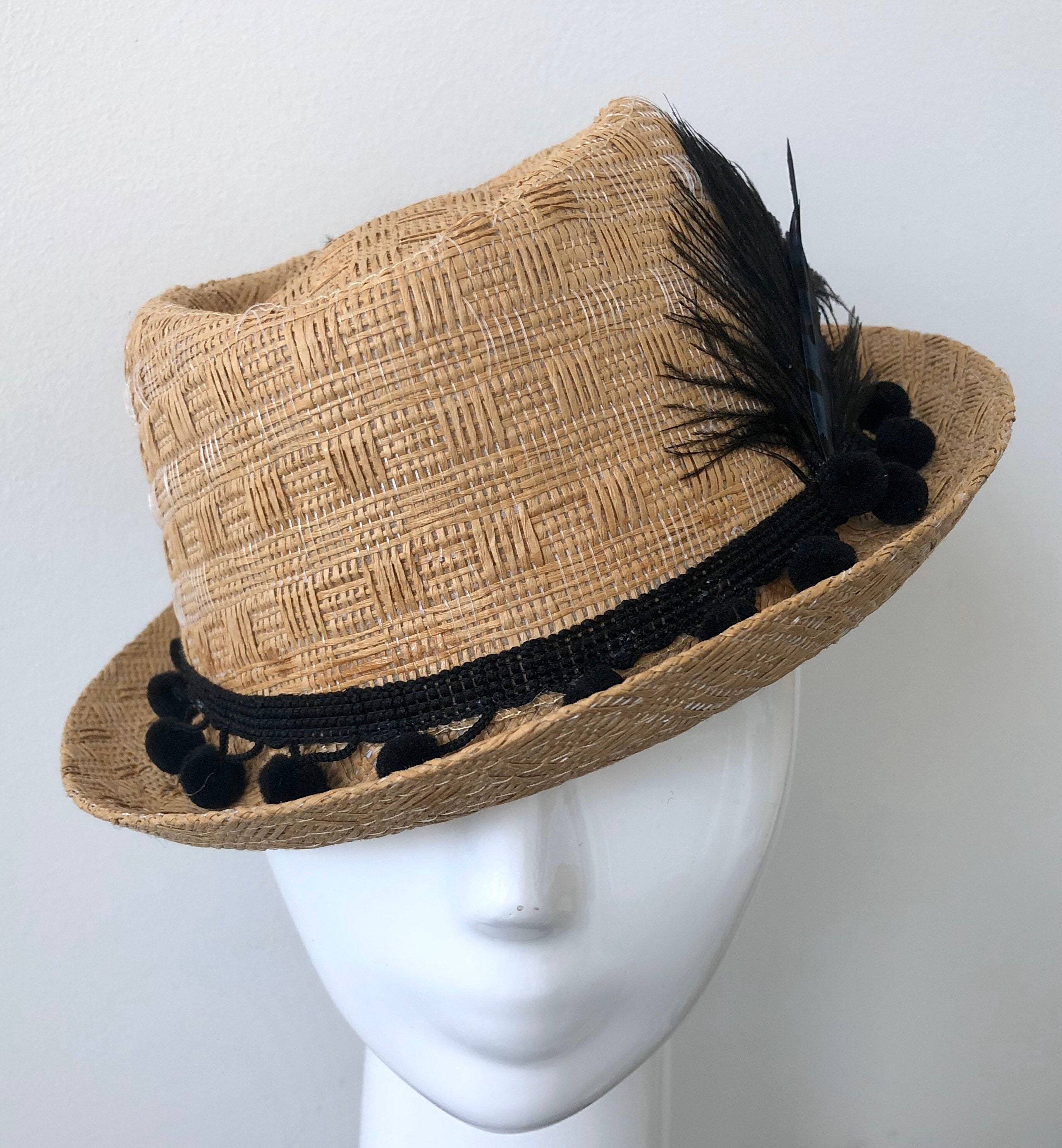 Natural Straw Hat Women Straw Fedora Hat Boho Bohemian Hat Etsy