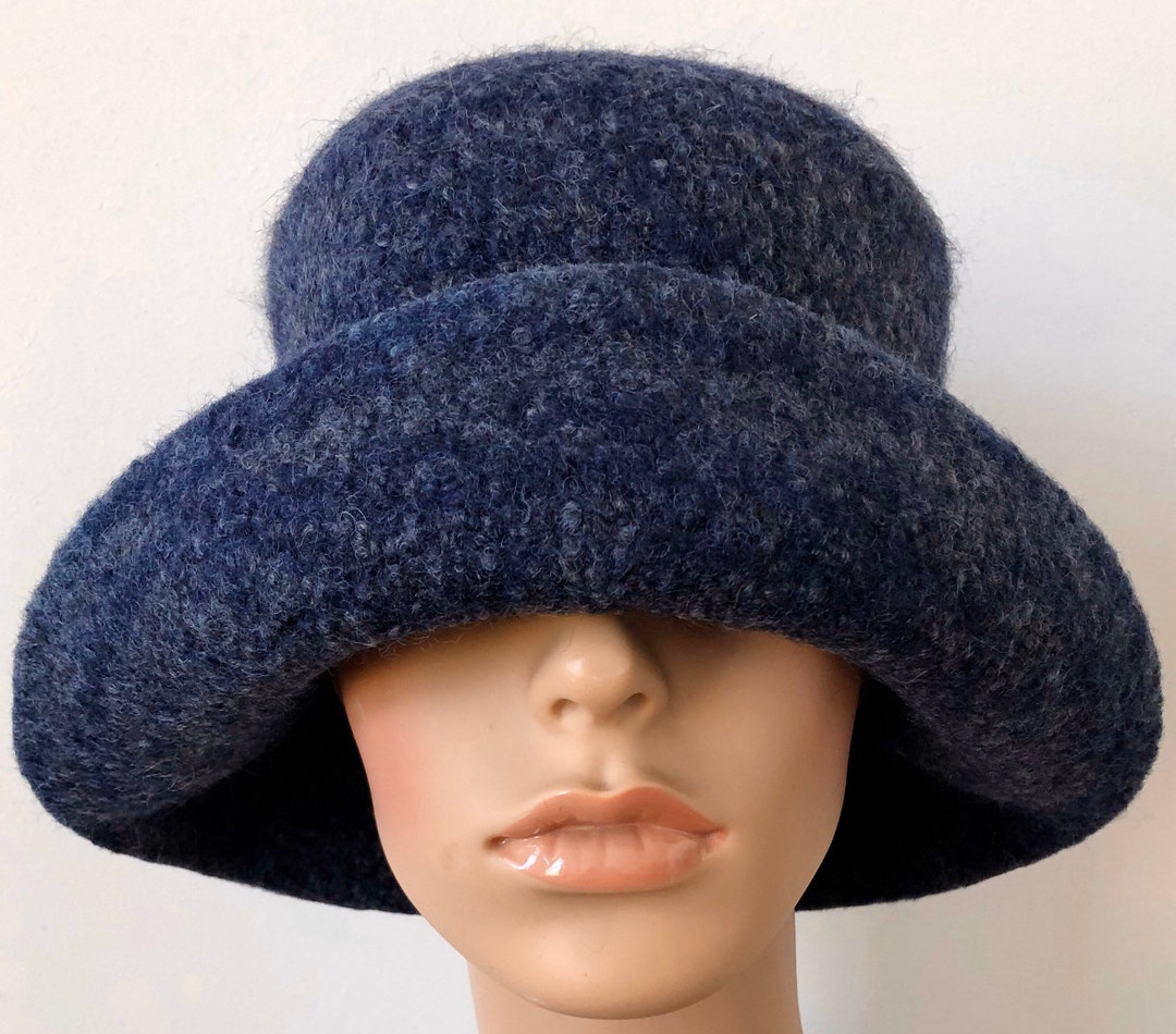 Chapeau feutré à bord roulé chapeau feutré bleu foncé - Etsy Canada