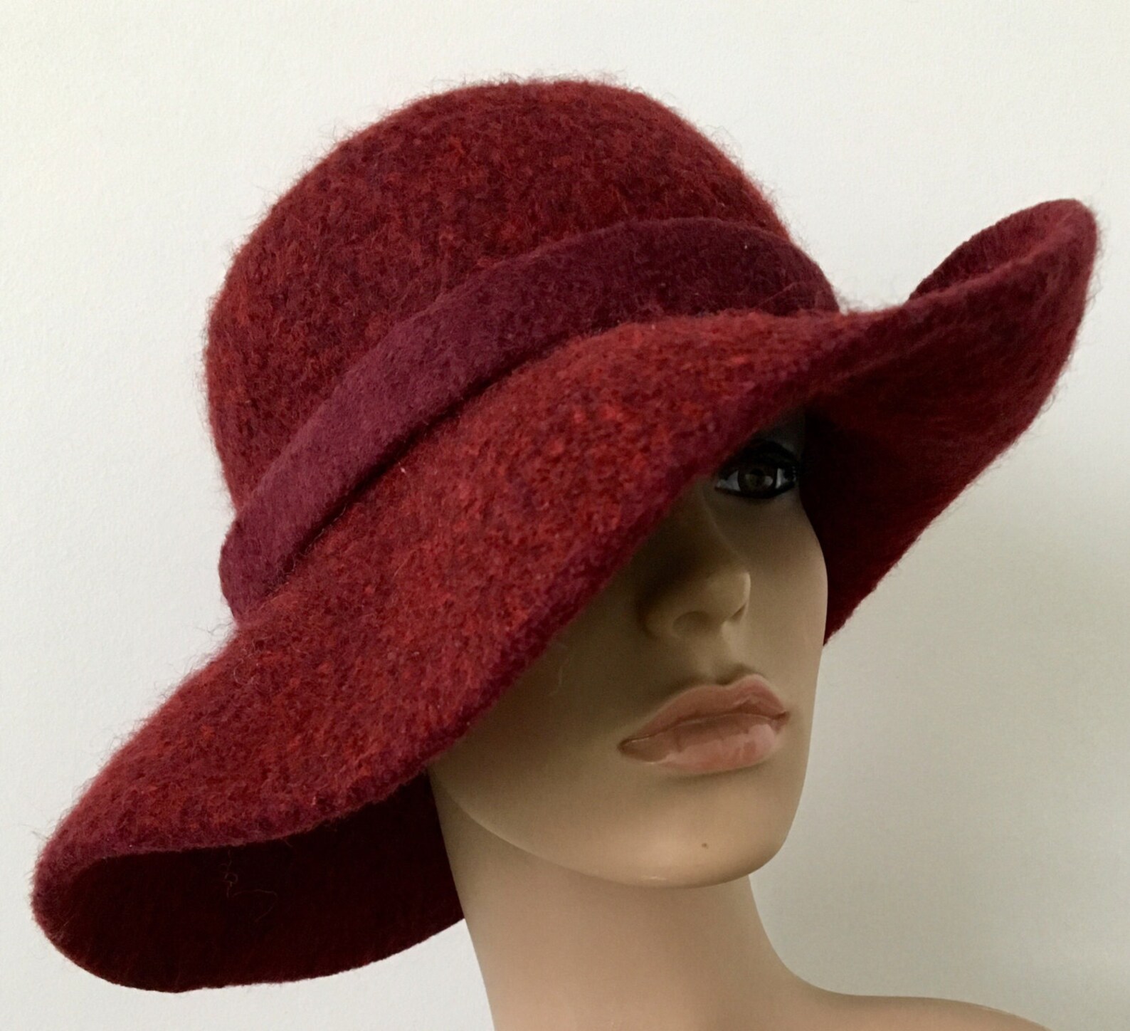 Floppy Felt Hat Wide Brim Felt Hat Maroon Felted Hat Etsy