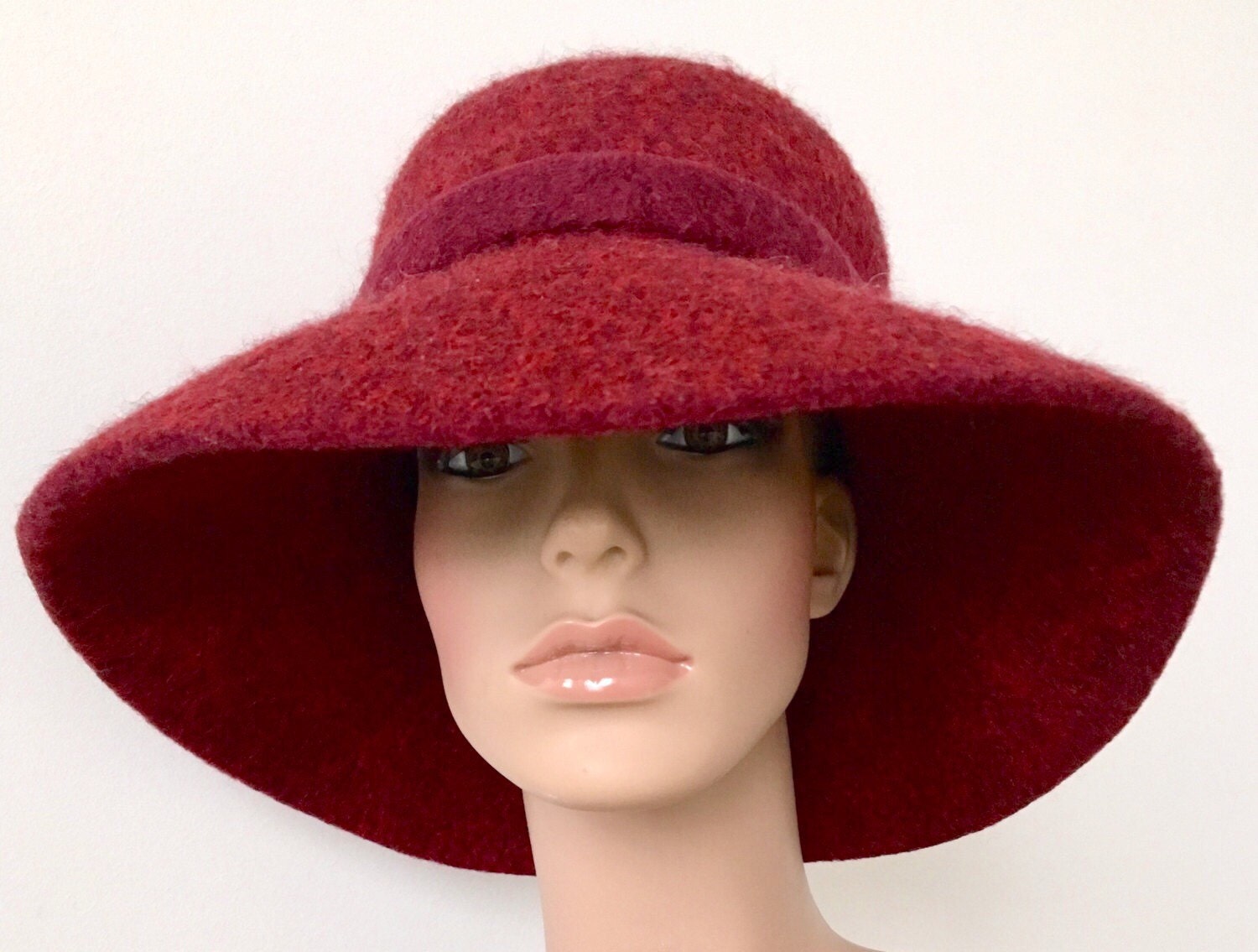 Floppy Felt Hat Wide Brim Felt Hat Maroon Felted Hat Etsy
