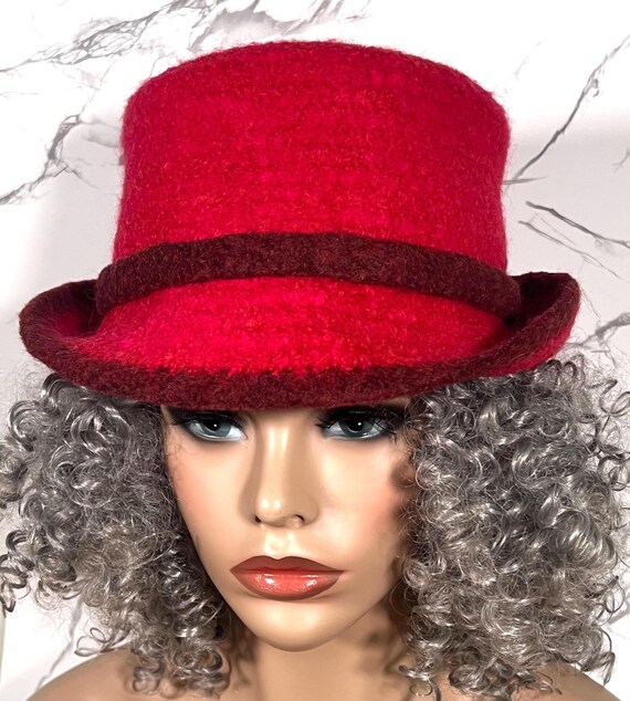 Custom red wool cloche Red Felt Cloche Hat: Handmade Merino Wool 1920s Style - Etsy main image 2