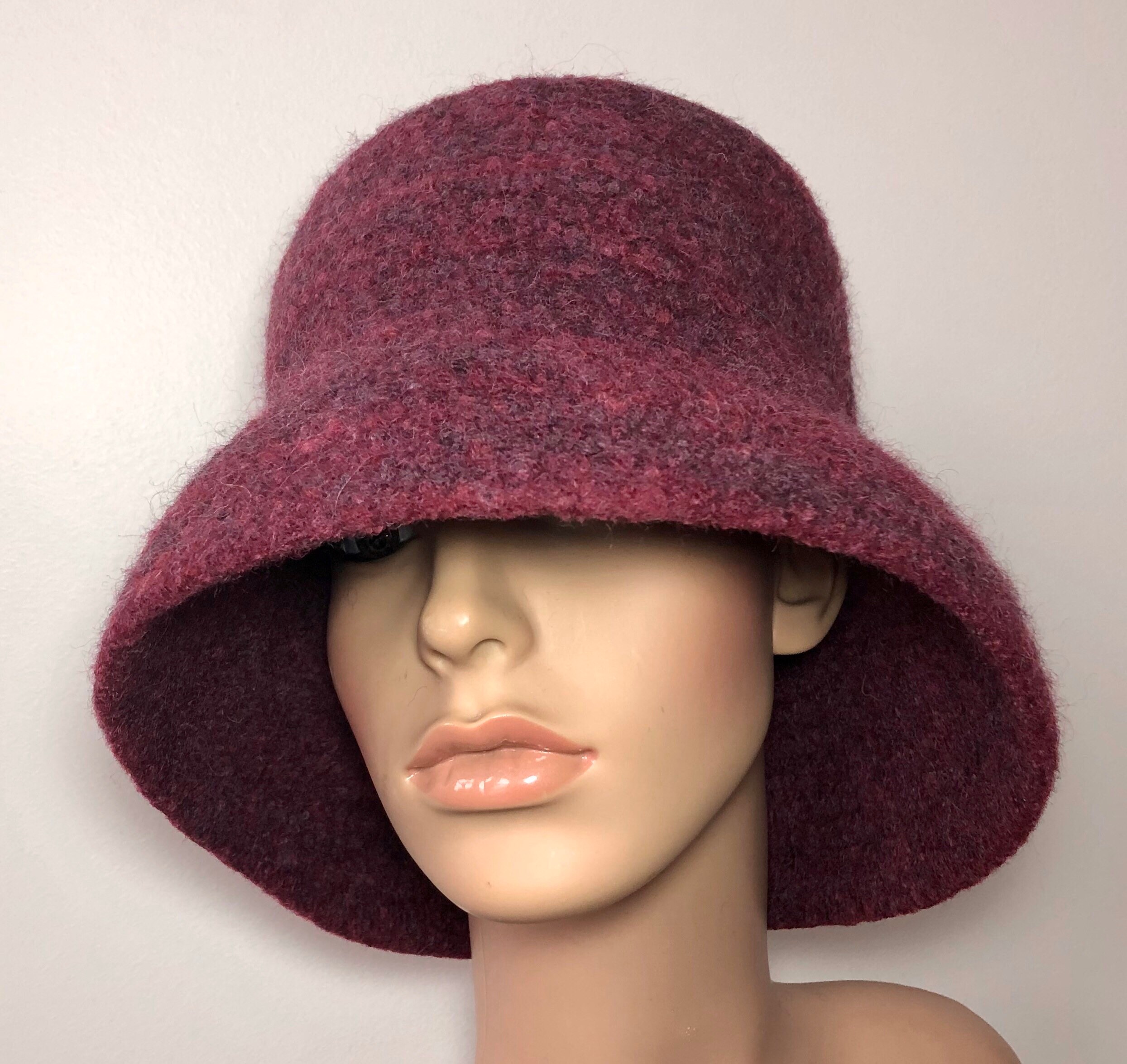 Felted Wine and Brown Rolled Brim Hat Womens Felted Hat | Etsy
