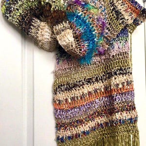 OOAK Green Crochet Art Throw: Vintage Boho Shawl, Handmade Fiber Art image 1