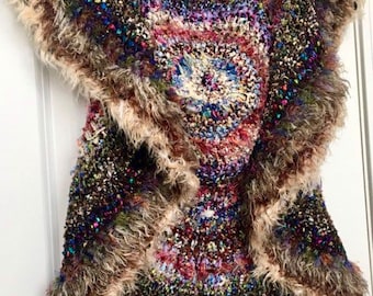 Handmade Crochet Art Sweater Vest: Bohemian Fiber Art, Size 2-4