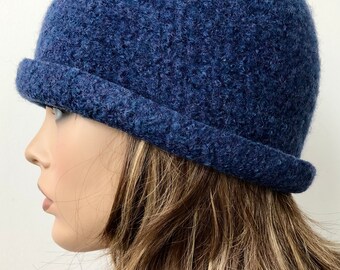 Unisex Arctic Pool Blue Felted Wool Beanie Hat, in your size