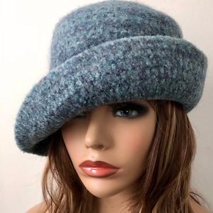 Womens Upturned Brim Hat in Black or Navy Blue Linen Weave Curled Brim  Boating & Sailing Hat Cape Breton Sun Hat, Bowler W/ Roll up Brim -   Canada