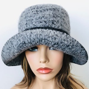 gray Flapper Hat, 1920&#39;s Cloche Hat, Art Deco Hat, Downton Abby Hat, Gatsby Women&#39;s Hat, Felted Wool Hat, fits sizes 22” up to 22.5” R2Ship