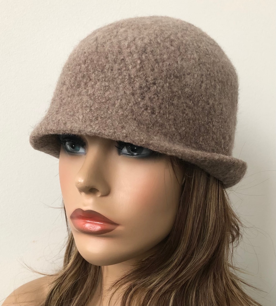 Light Taupe Felt Hat Unisex Wool Beanie Felted Wool Beanie Etsy
