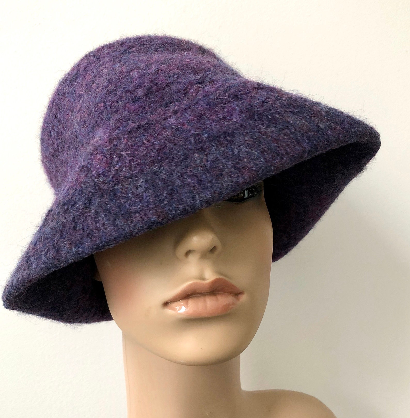 Rolled Brim Hat Womens Felted Hat Indigo Blue Felted Hat Etsy