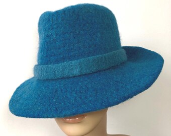 Felted Wool Fedora 2.5" Wide Brim Hat: Custom Size & Color