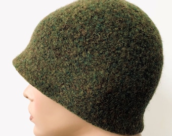 Gorro de lana de fieltro verde cilantro: gorro cloche unisex