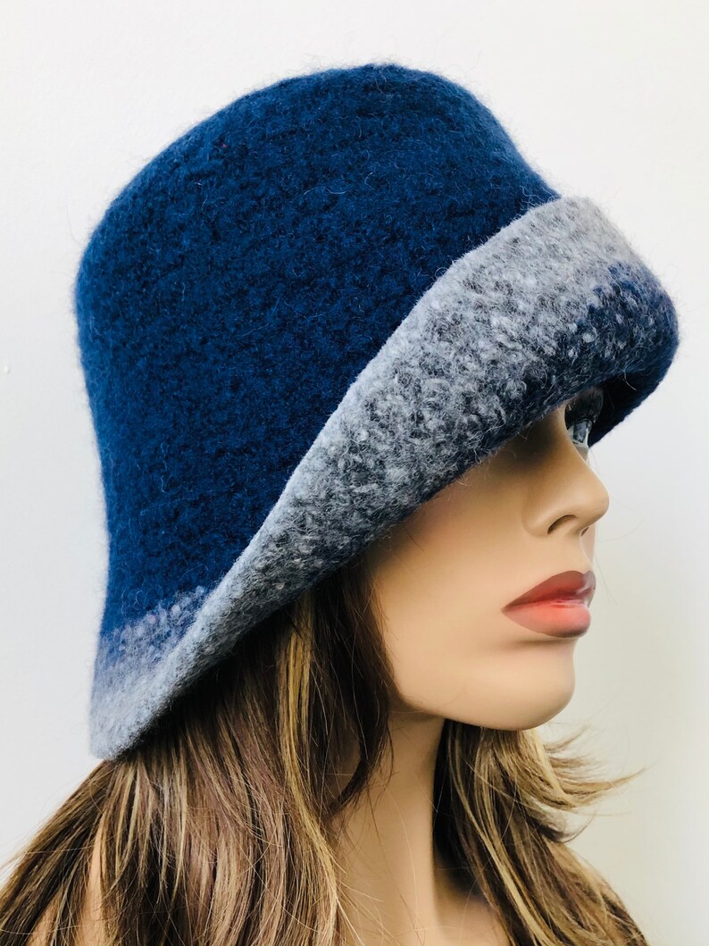 Winter Felted Hat Rolled Brim Hat Womens Black Felted Hat Etsy